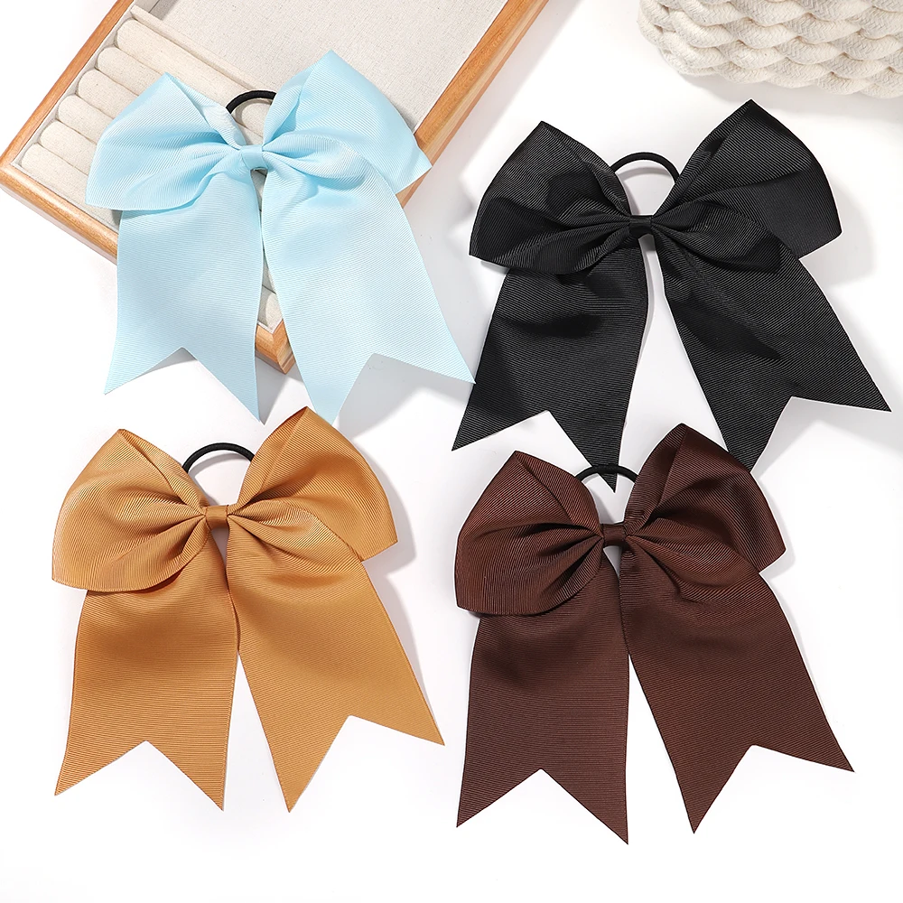 1pcs Solid Color Big Bows with Elastic Hair Ties for Girls Ribbon Bowknot Hair Band Rubber Band Headwear Kids Hair Accessories