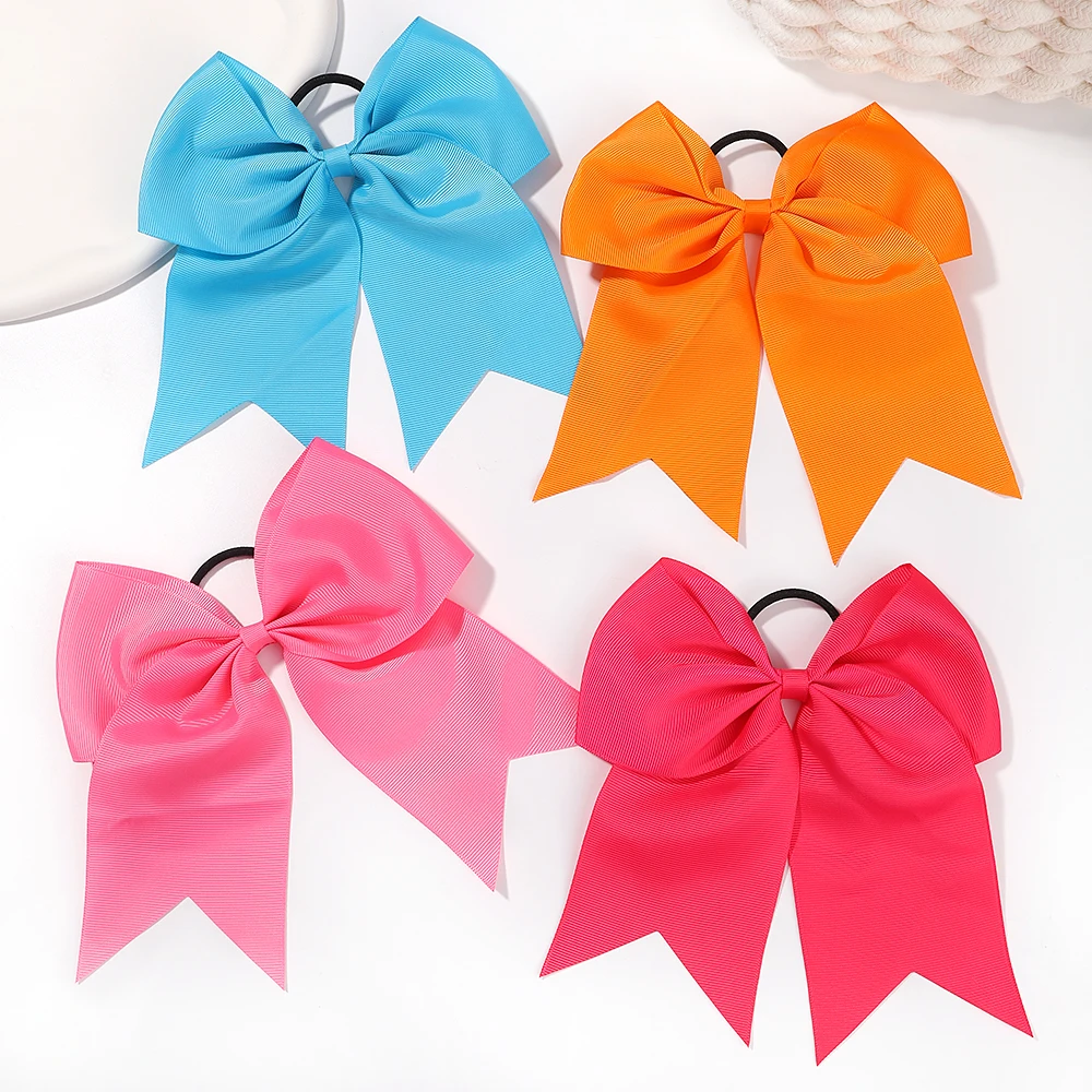 1pcs Solid Color Big Bows with Elastic Hair Ties for Girls Ribbon Bowknot Hair Band Rubber Band Headwear Kids Hair Accessories