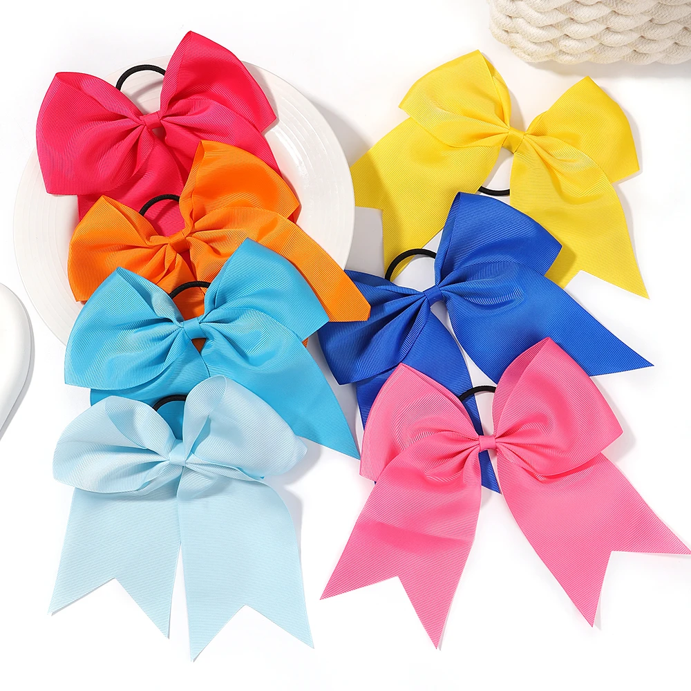 1pcs Solid Color Big Bows with Elastic Hair Ties for Girls Ribbon Bowknot Hair Band Rubber Band Headwear Kids Hair Accessories