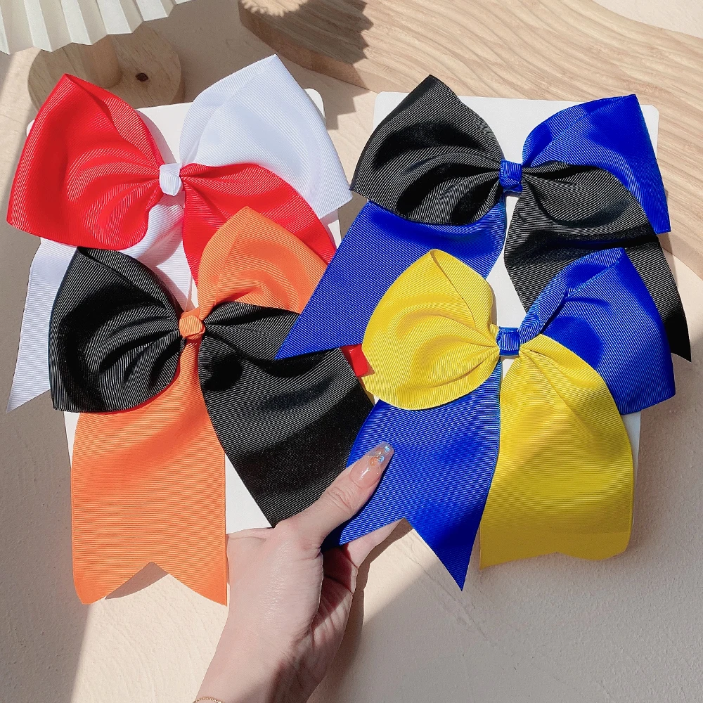 1pcs Solid Color Big Bows with Elastic Hair Ties for Girls Ribbon Bowknot Hair Band Rubber Band Headwear Kids Hair Accessories