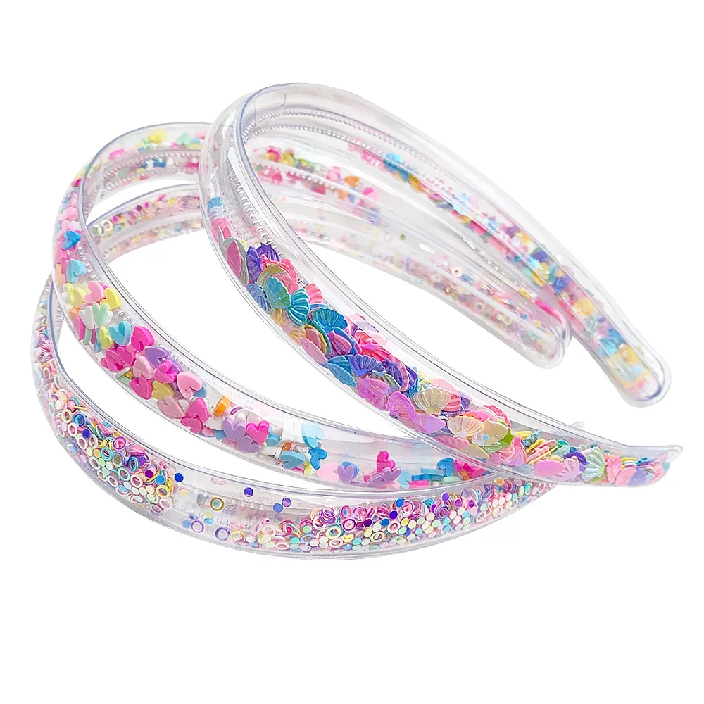 Transparent Quicksand Headbands For Children Kids Girls Fashion Glitter Sequin Teeth Hairbands Bezel Hair Hoops Hair Accessories