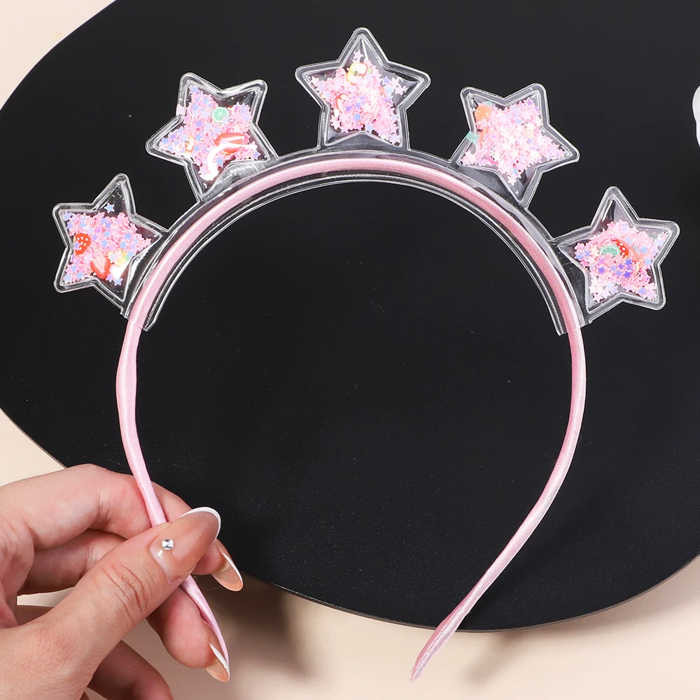 Transparent Quicksand Headbands For Children Kids Girls Fashion Glitter Sequin Teeth Hairbands Bezel Hair Hoops Hair Accessories