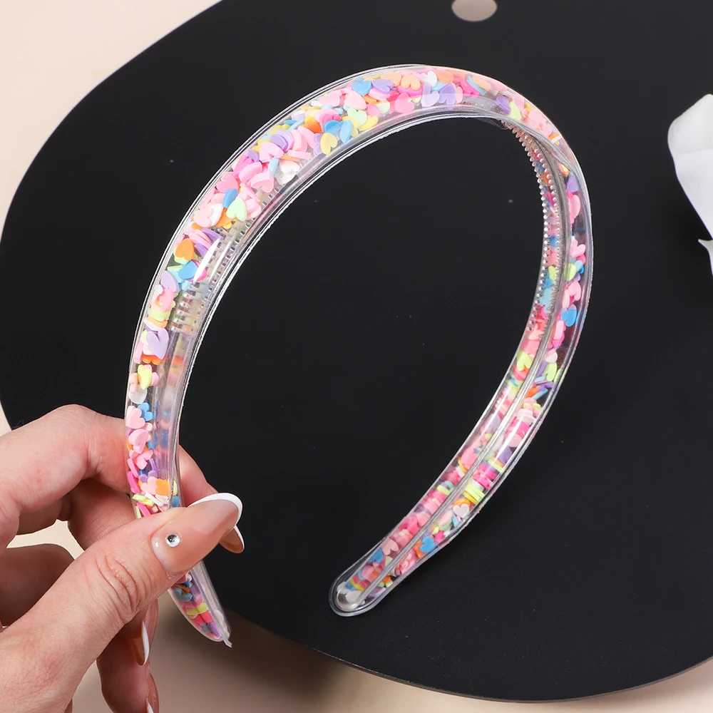 Transparent Quicksand Headbands For Children Kids Girls Fashion Glitter Sequin Teeth Hairbands Bezel Hair Hoops Hair Accessories