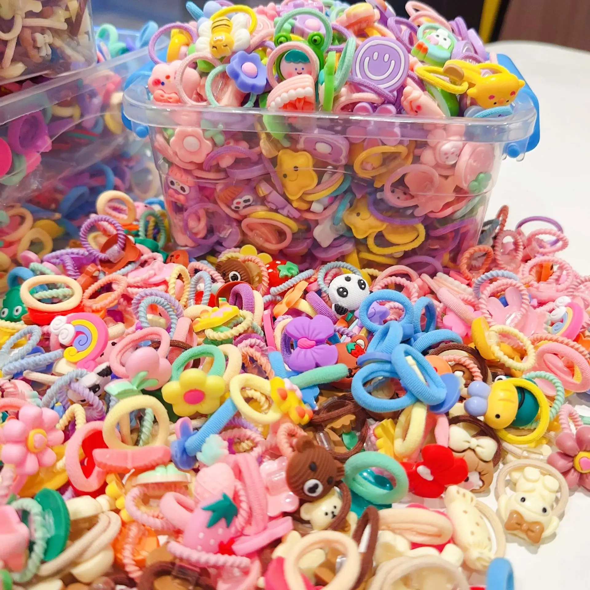 40-50Pcs Children Hair Bands Girls Cartoon Elastic Hair Ties Baby Head Rope Kids Small Animal Headband Cute Hair Accessories