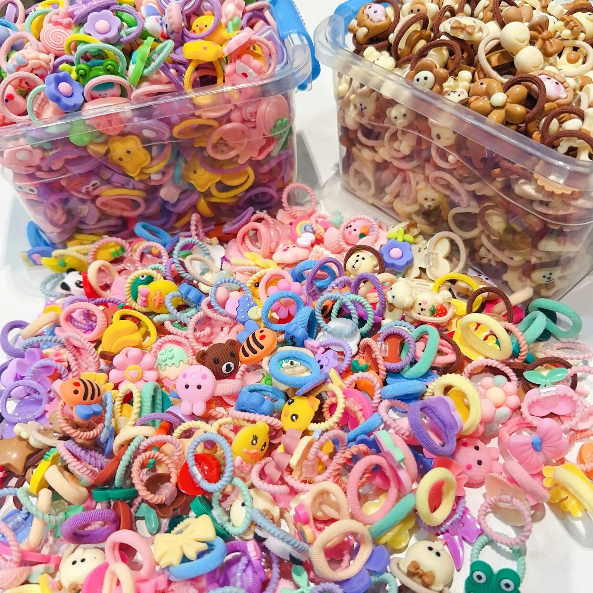 40-50Pcs Children Hair Bands Girls Cartoon Elastic Hair Ties Baby Head Rope Kids Small Animal Headband Cute Hair Accessories