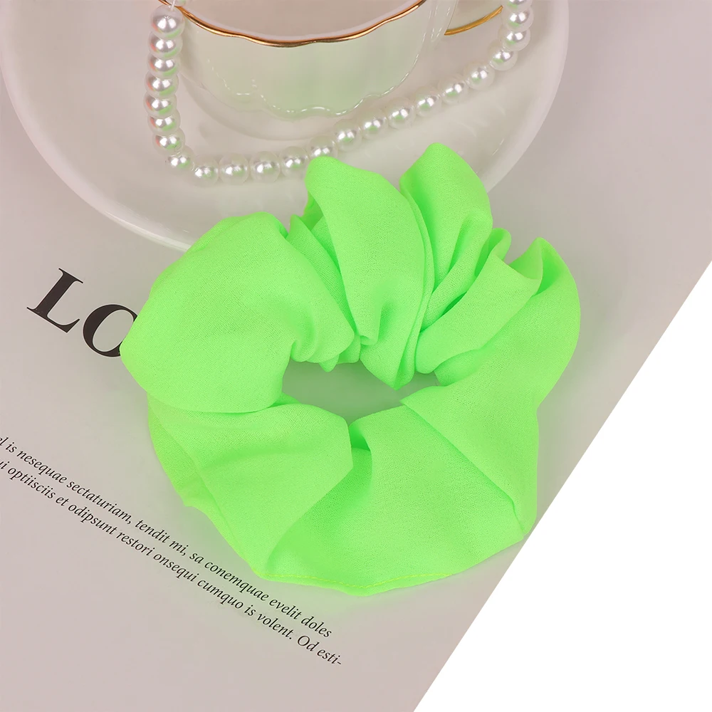 Women Girls Neon Scrunchies Elastic Hair Ties Solid Color Ponytail Holders Fluorescent Color Bright Rope Women Hair Accessories