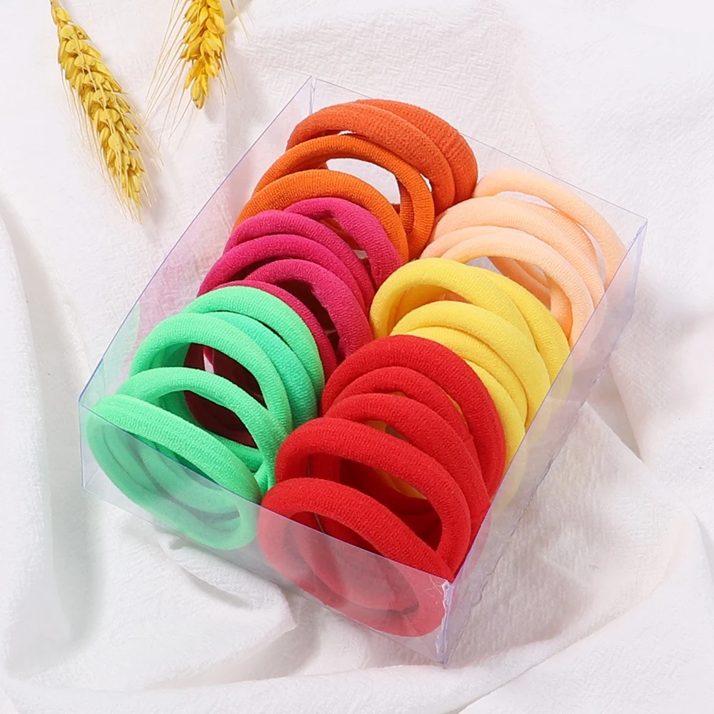 30Pcs/Set Women Elastic Hair Bands Girls Colorful Nylon Rubber Bands Headband Scrunchies Kids Ponytail Holder Hair Accessories