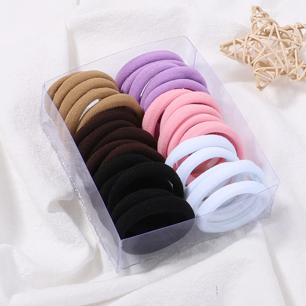 30Pcs/Set Women Elastic Hair Bands Girls Colorful Nylon Rubber Bands Headband Scrunchies Kids Ponytail Holder Hair Accessories