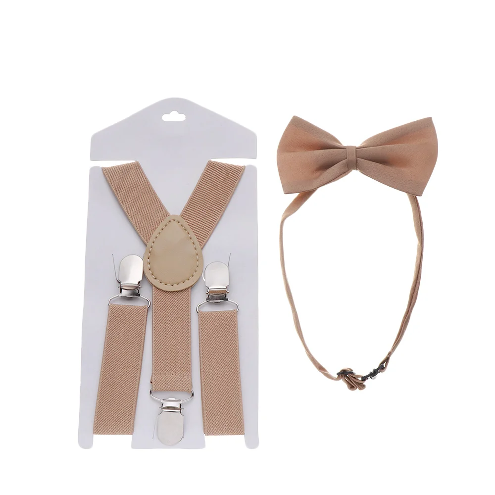 Kids Suspenders with Bow Tie Children Bowtie Set Boys Girls Braces Adjustable Elastic Suspenders Baby Wedding Ties Accessories
