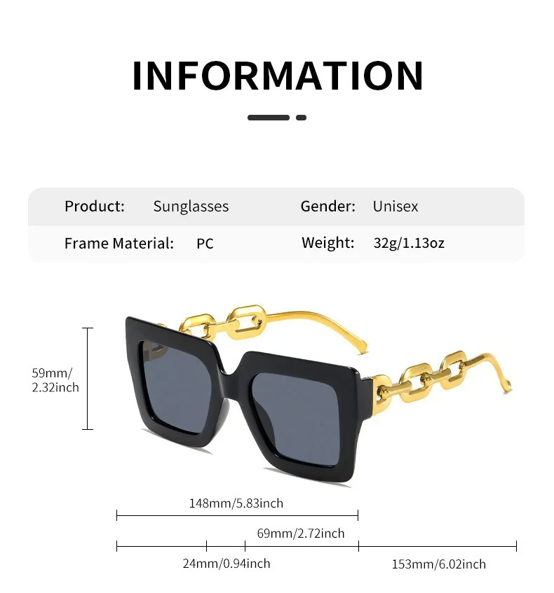 Fashion Oversized Sunglasses Woman Brand Designer Vintage Square Sun Glasses Female Big Frame Shades UV400 Oculos De Sol