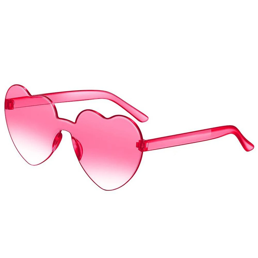 Love Heart Shape Sunglasses Women Party Girls Rimless Frame Lens Colorful Gradient Sun Glasses Female Red Pink Yellow Shades