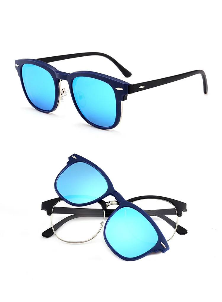 2 In 1 2218A Magnetic Polarized Clip On Sunglasses Women Men Classic Plastic Frame Night Vision Driving Sunglasses UV400