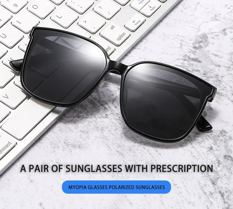 2022 Polarized Myopia Sunglasses for Men Luxury Cat Eye Frame Prescription Sunglasses Classic Transparent Near Sight Eyewear