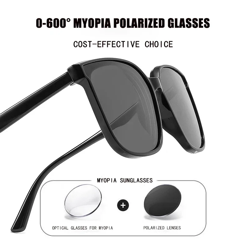 2022 Polarized Myopia Sunglasses for Men Luxury Cat Eye Frame Prescription Sunglasses Classic Transparent Near Sight Eyewear