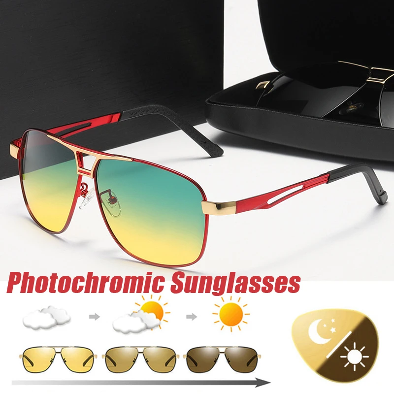 Chameleon Photochromic Night Vision Polarized Sunglasses Outdoor Day And Night UV400 Change Lens Men's Driving Sun Glasses