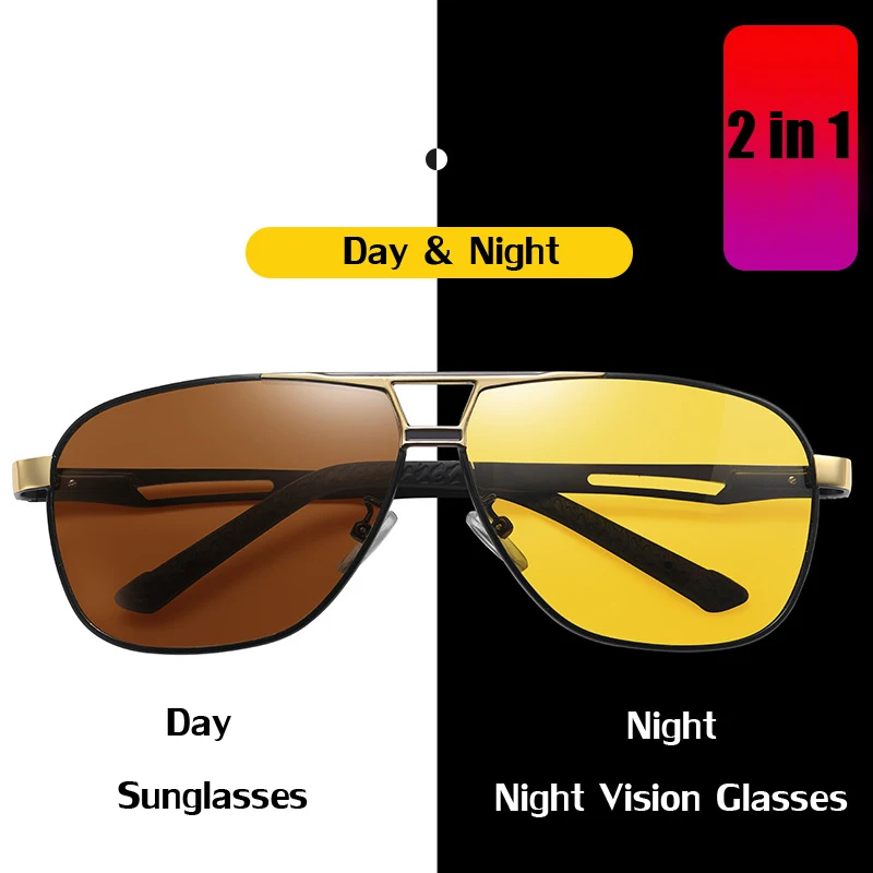 Chameleon Photochromic Night Vision Polarized Sunglasses Outdoor Day And Night UV400 Change Lens Men's Driving Sun Glasses