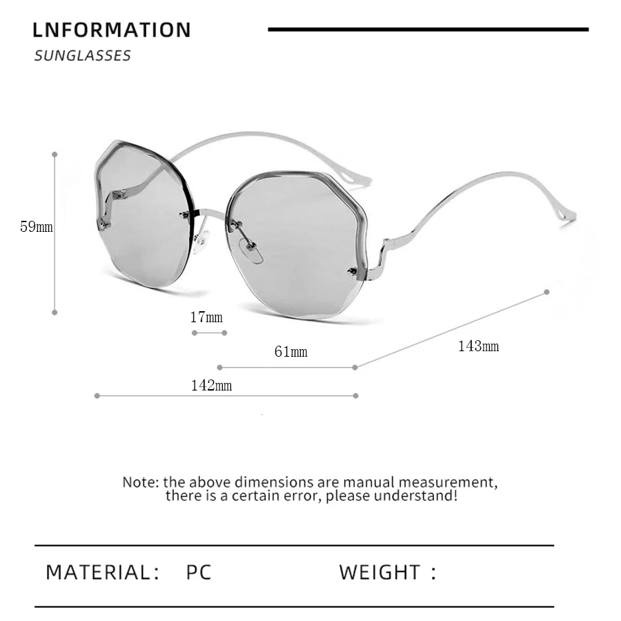 New Fashionable Transparent Gradient Sunglasses Frameless Glasses for Men Women Outdoor Temperament Polarized Sun Glasses