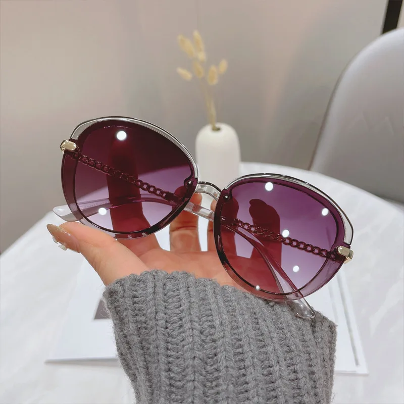 New Fashionable Transparent Gradient Sunglasses Frameless Glasses for Men Women Outdoor Temperament Polarized Sun Glasses