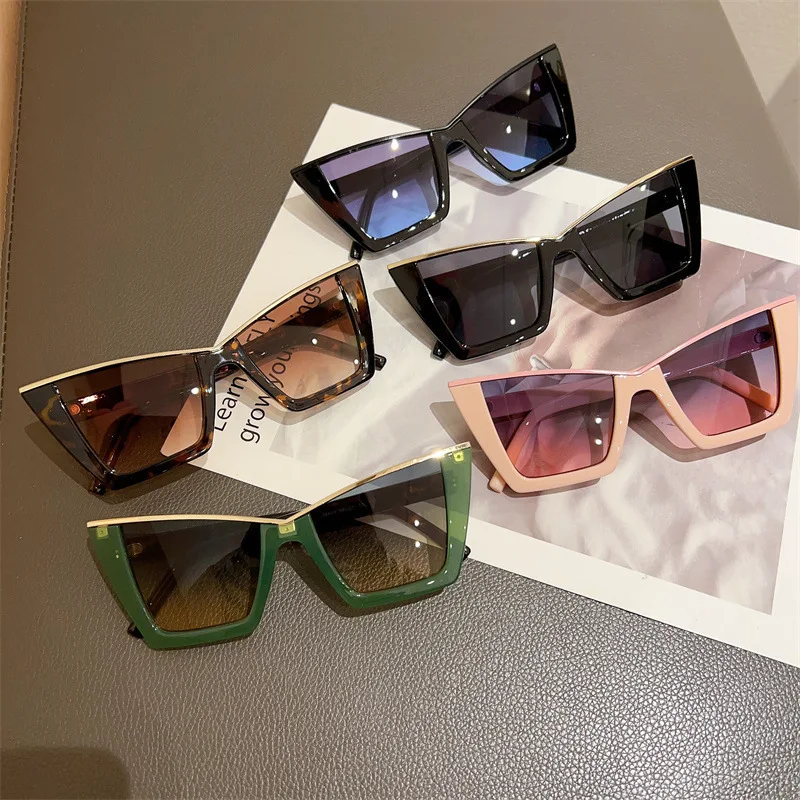 New Fashionable Transparent Gradient Sunglasses Frameless Glasses for Men Women Outdoor Temperament Polarized Sun Glasses