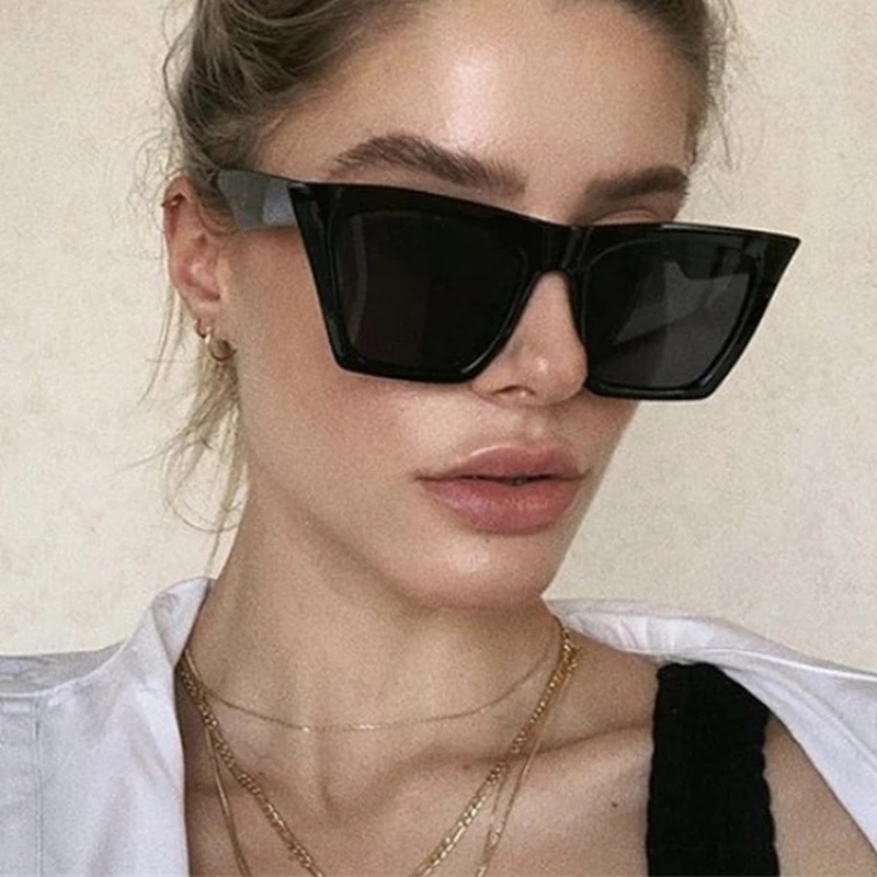 Women New Cat Eye Sunglasses Unisex Retro Square Frame Oversized Eyewear Glasses  UV400 Shades Glasses Travel Eye Protection