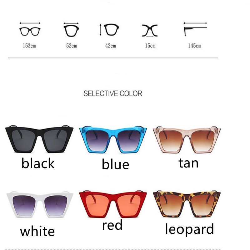 Women New Cat Eye Sunglasses Unisex Retro Square Frame Oversized Eyewear Glasses  UV400 Shades Glasses Travel Eye Protection