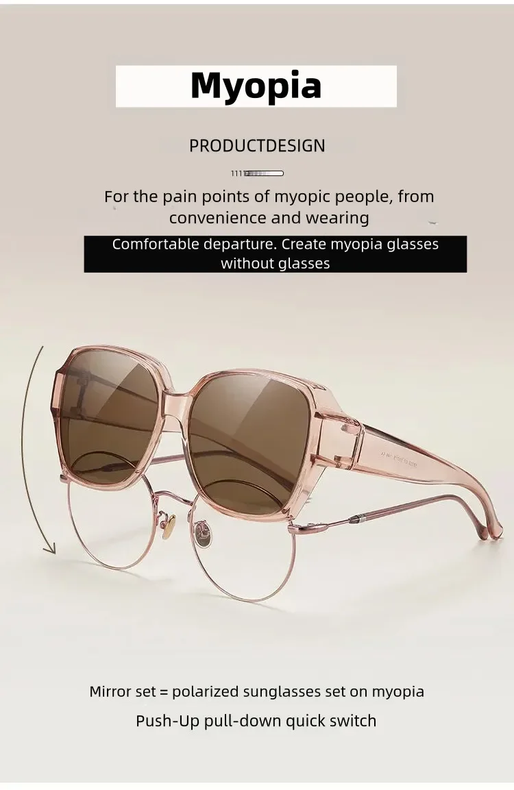 Men Women Vintage Anti-UV Sunglasses Unisex Wear Over Myopia Prescription Eyewear Outdoor Travel Fit Over Sun Glasses for Sports