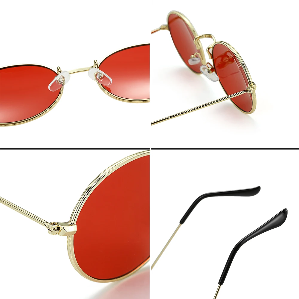 UV400 Oval Sunglasses Small Frame Frame Retro Festival Gradient Mirror Glasses for Daily Wear Gold Silver