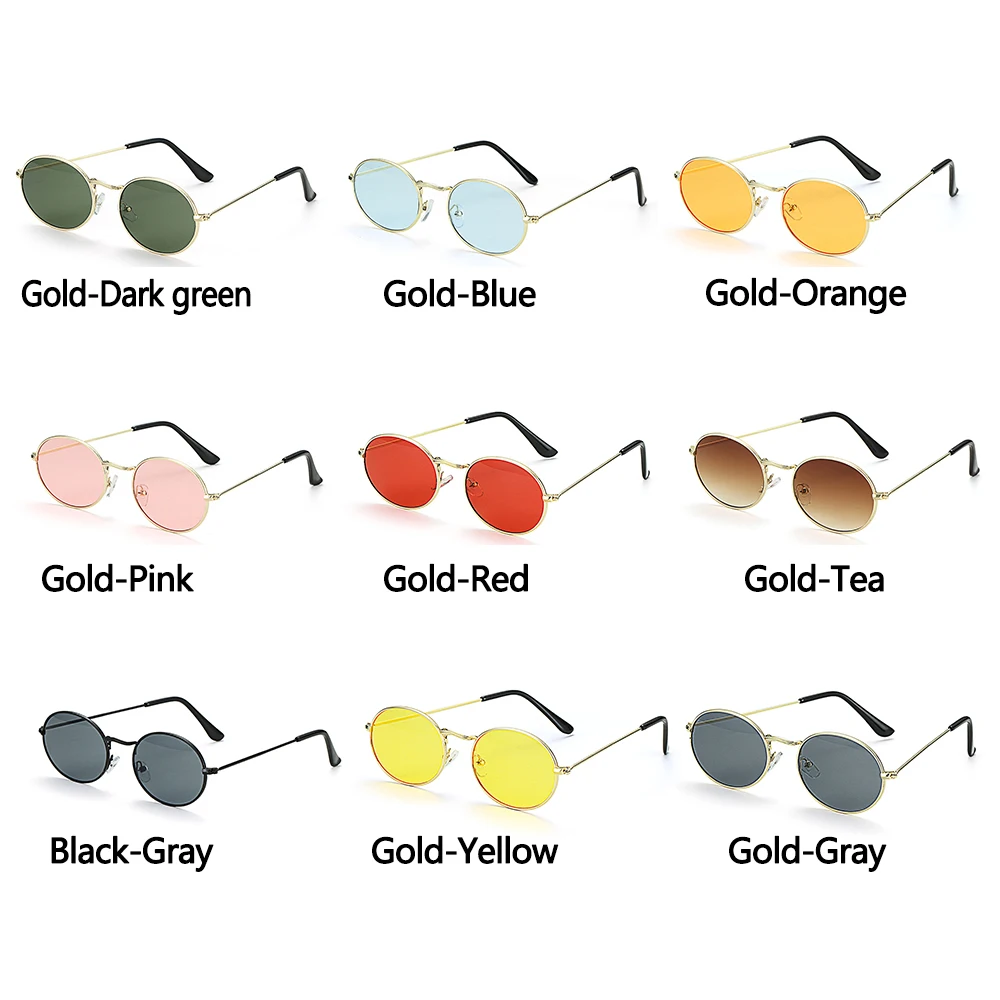 UV400 Oval Sunglasses Small Frame Frame Retro Festival Gradient Mirror Glasses for Daily Wear Gold Silver