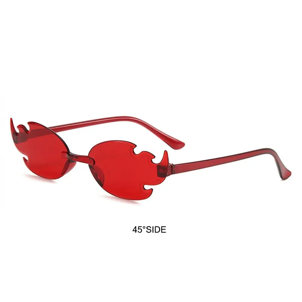 Colorful Fire Flame Sunglasses Funny Rimless Flame Shaped Sun Glasses Party Cosplay Glasses for Women & Men