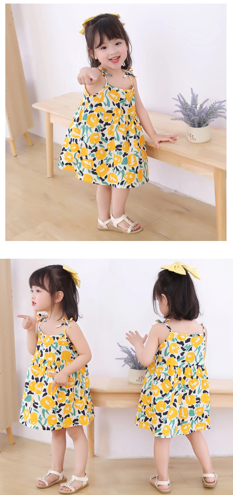 Summer Cute Girls Dress kids Girl Clothes Sleeveless Suspender Children's Clothing Princess Print Cotton Casual Dresses