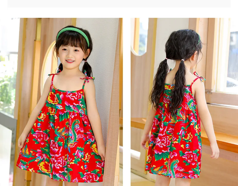 New Girl Dress Cotton Summer Crushed Flower Kids Clothes Children Flower Dresses Sleeveless Princess Party Outfit Kids Clothing