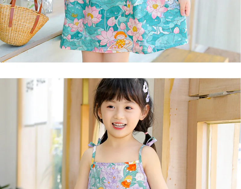 New Girl Dress Cotton Summer Crushed Flower Kids Clothes Children Flower Dresses Sleeveless Princess Party Outfit Kids Clothing