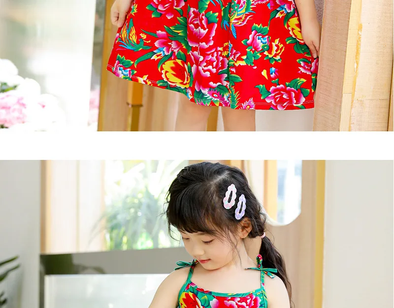 New Girl Dress Cotton Summer Crushed Flower Kids Clothes Children Flower Dresses Sleeveless Princess Party Outfit Kids Clothing