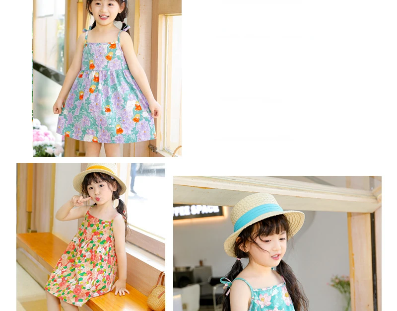 New Girl Dress Cotton Summer Crushed Flower Kids Clothes Children Flower Dresses Sleeveless Princess Party Outfit Kids Clothing