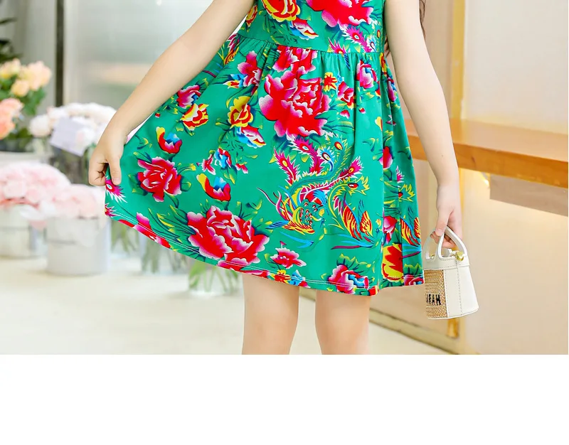 New Girl Dress Cotton Summer Crushed Flower Kids Clothes Children Flower Dresses Sleeveless Princess Party Outfit Kids Clothing