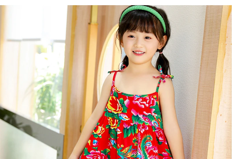 New Girl Dress Cotton Summer Crushed Flower Kids Clothes Children Flower Dresses Sleeveless Princess Party Outfit Kids Clothing