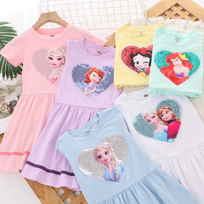 2025 New Disney Mermaid Ariel Princess Costume Kids Dress For Girls Cosplay Children Birthday Party Clothes Frozen Elsa Dress