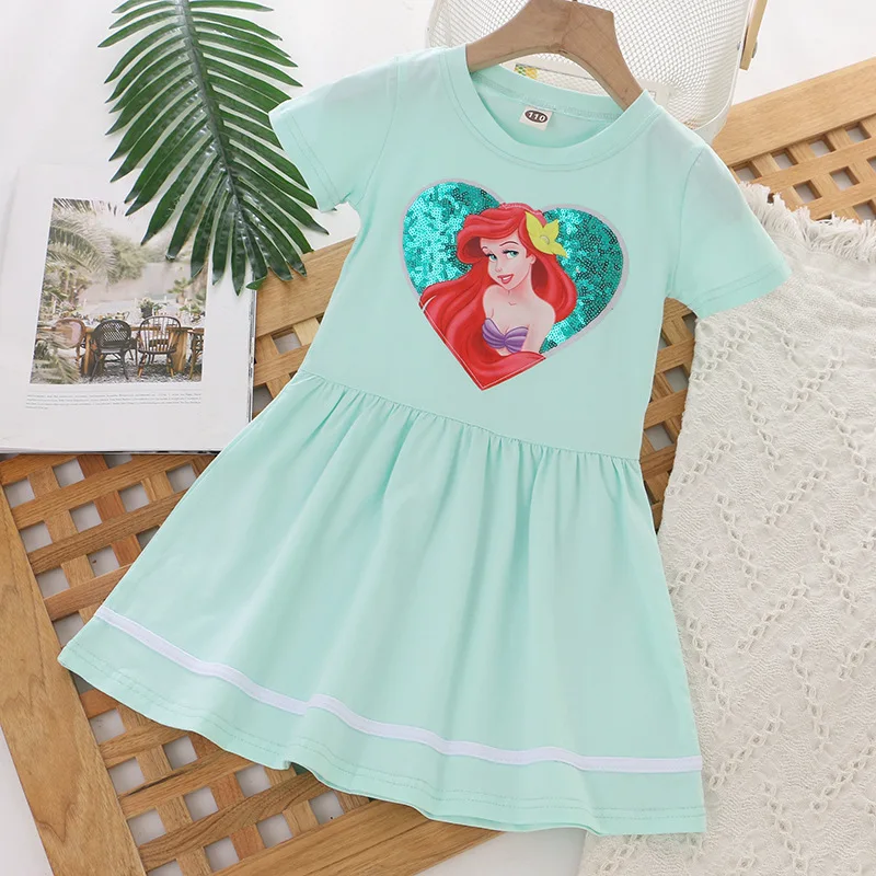 2025 New Disney Mermaid Ariel Princess Costume Kids Dress For Girls Cosplay Children Birthday Party Clothes Frozen Elsa Dress