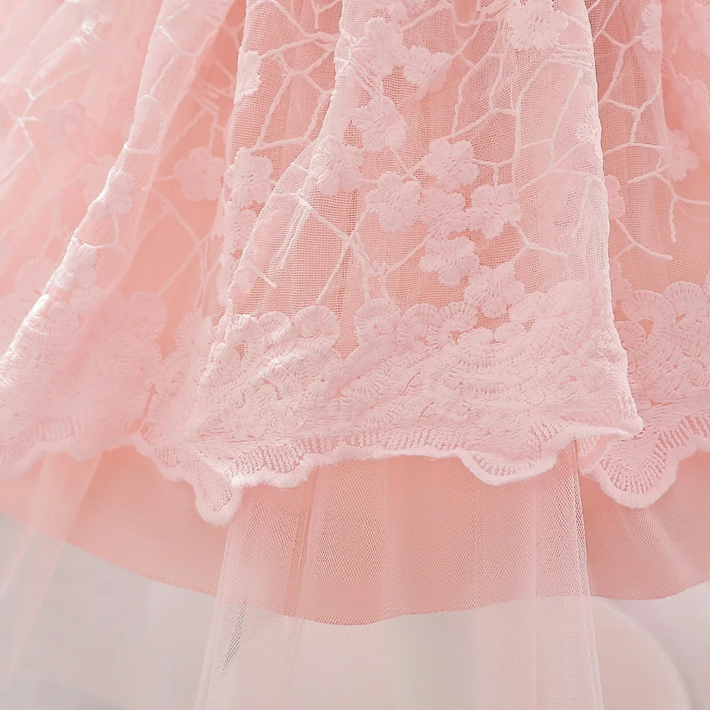 Girls Party Dress 4 Colors 4Y-7Y Princess Dress Puff Sleeve Christmas Trailing Skirt Gauze Ball Gown Wedding Birthday