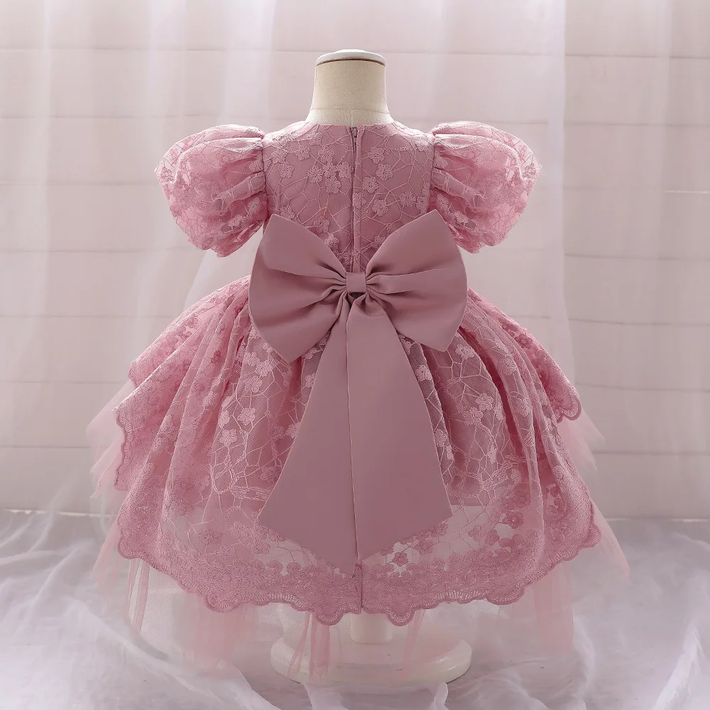 Girls Party Dress 4 Colors 4Y-7Y Princess Dress Puff Sleeve Christmas Trailing Skirt Gauze Ball Gown Wedding Birthday