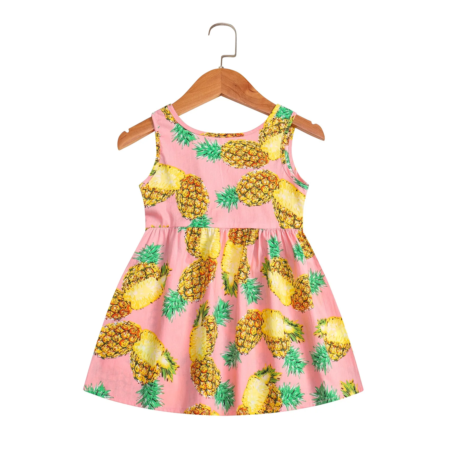 2023 Summer Girls Print Binding Rope Dress For 1-6Years Kids Cotton Sleeveless Sundress Baby Beach Above Knee Mini Casual Dress