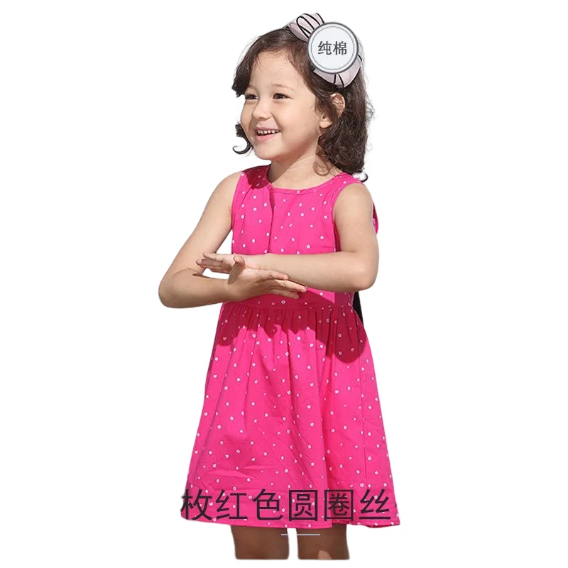 2023 Summer Girls Print Binding Rope Dress For 1-6Years Kids Cotton Sleeveless Sundress Baby Beach Above Knee Mini Casual Dress