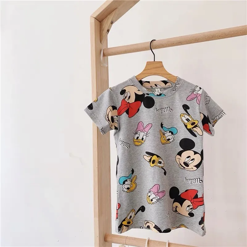 Girls Children Trendy Minnie Printed Skirt Early Spring Summer Round Neck Tops Dresses Baby Costume Casual Long-sleeved Skirt