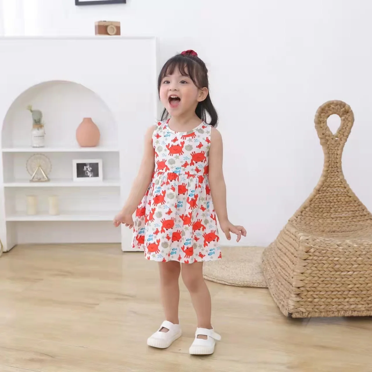 Girl Dress Cotton Summer Kids Clothes Girls Children Flower Dresses Sleeveless Princess Party Outfit Children's Clothing