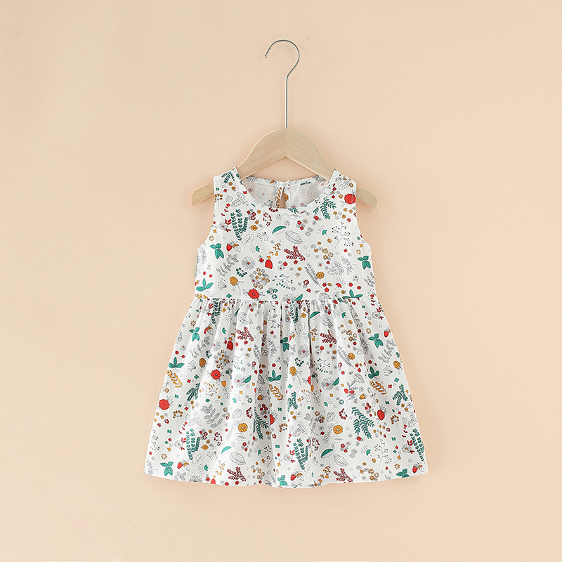 Girl Dress Cotton Summer Kids Clothes Girls Children Flower Dresses Sleeveless Princess Party Outfit Children's Clothing