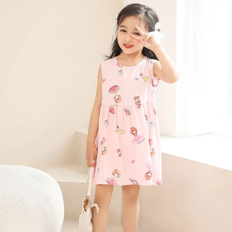 Girl Dress Cotton Summer Kids Clothes Girls Children Flower Dresses Sleeveless Princess Party Outfit Children's Clothing