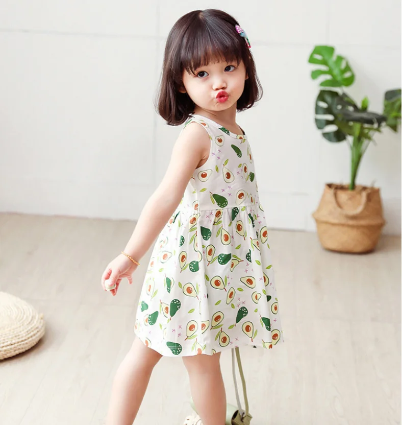 Girl Dress Cotton Summer Kids Clothes Girls Children Flower Dresses Sleeveless Princess Party Outfit Children's Clothing