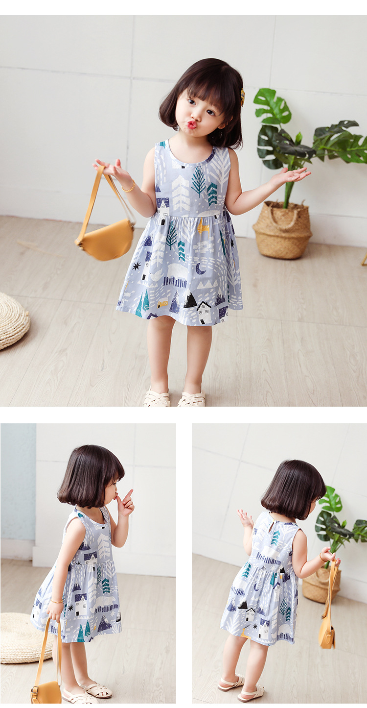 Girl Dress Cotton Summer Kids Clothes Girls Children Flower Dresses Sleeveless Princess Party Outfit Children's Clothing