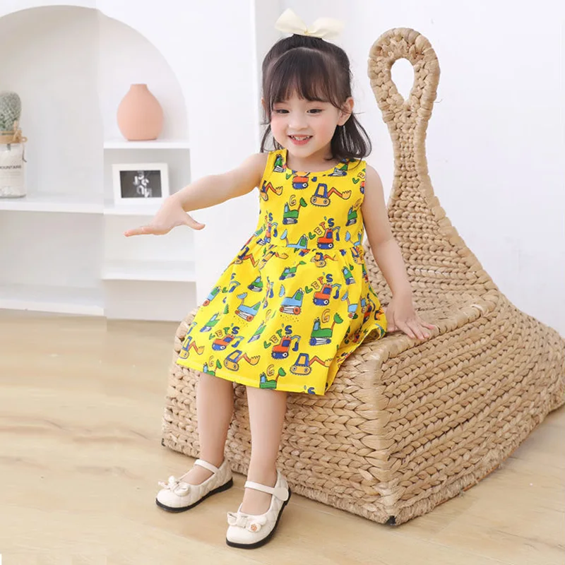 Girl Dress Cotton Summer Kids Clothes Girls Children Flower Dresses Sleeveless Princess Party Outfit Children's Clothing