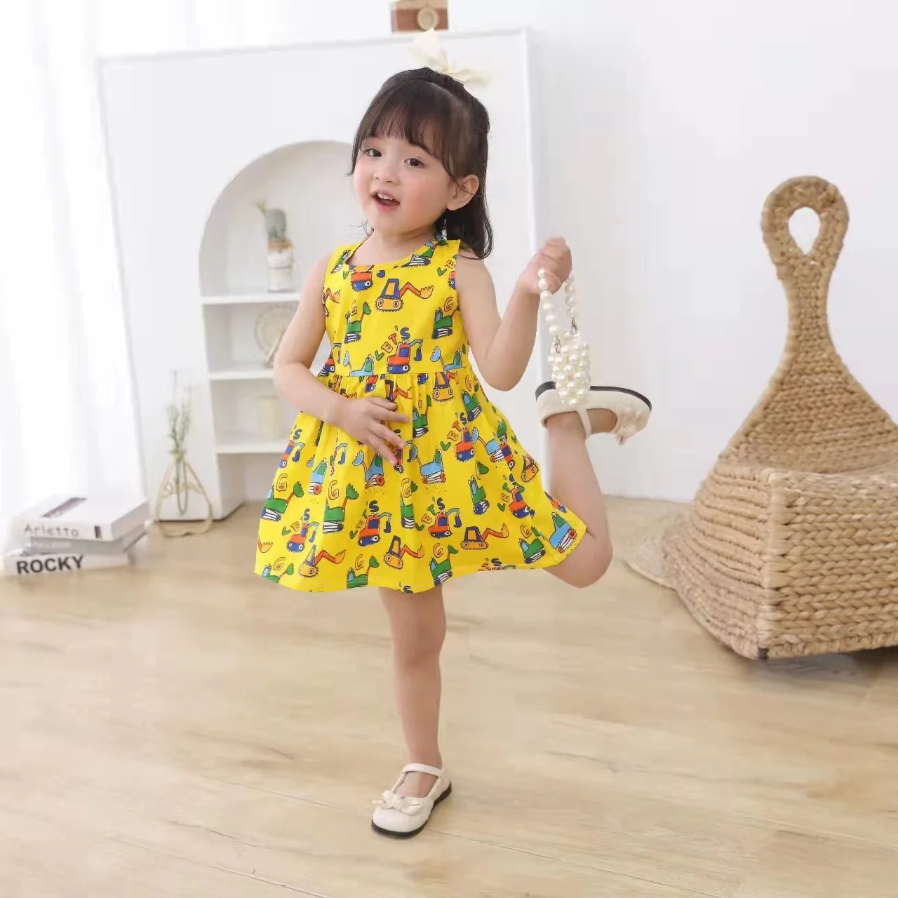 Girl Dress Cotton Summer Kids Clothes Girls Children Flower Dresses Sleeveless Princess Party Outfit Children's Clothing